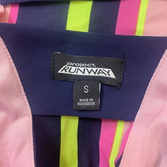 Project Runway Small Sleeveless Maxi Dress Neon Stripes. Asymmetrical Hem. (k1) - Picture 7 of 9